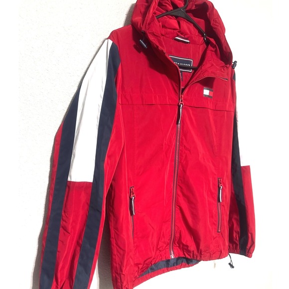 Tommy Hilfiger‎ Women Red White Blue Colorblock Hooded Windbreaker Jacket S - Picture 4 of 9